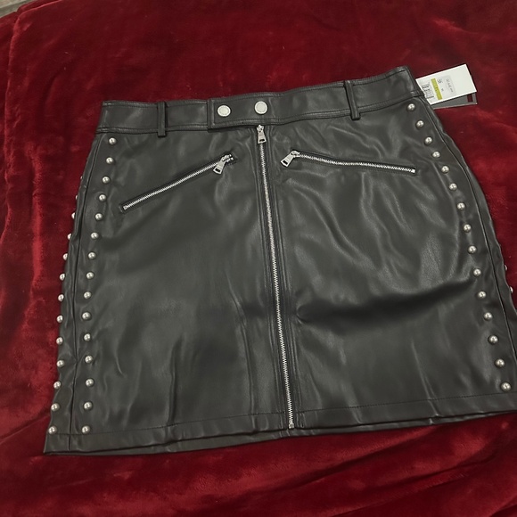 DKNY Women's Studded Faux-Leather Mini Skirt - Picture 1 of 6